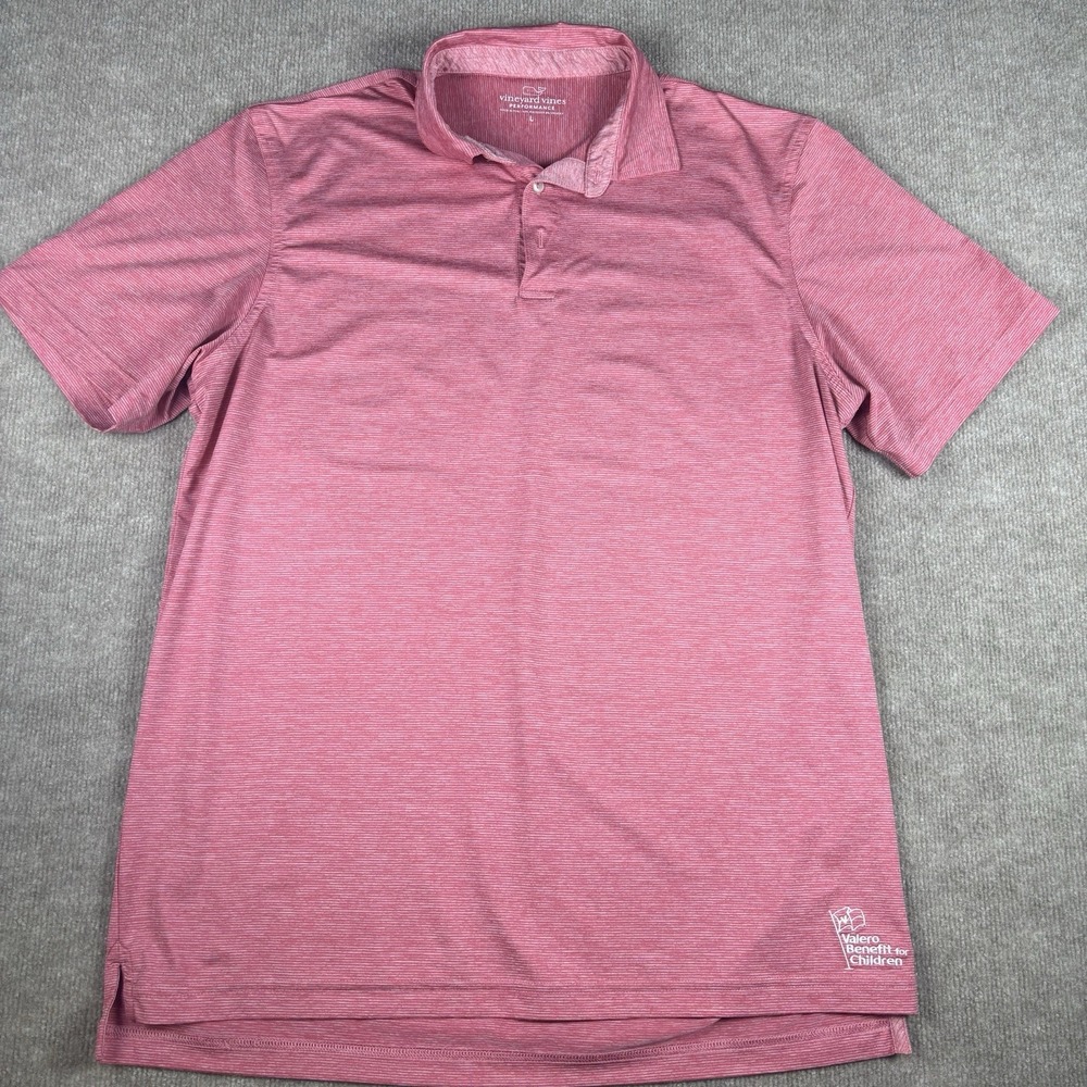 Vineyard Vines Performance Polo Shirt Men's Large Pink Striped Stretch Golf